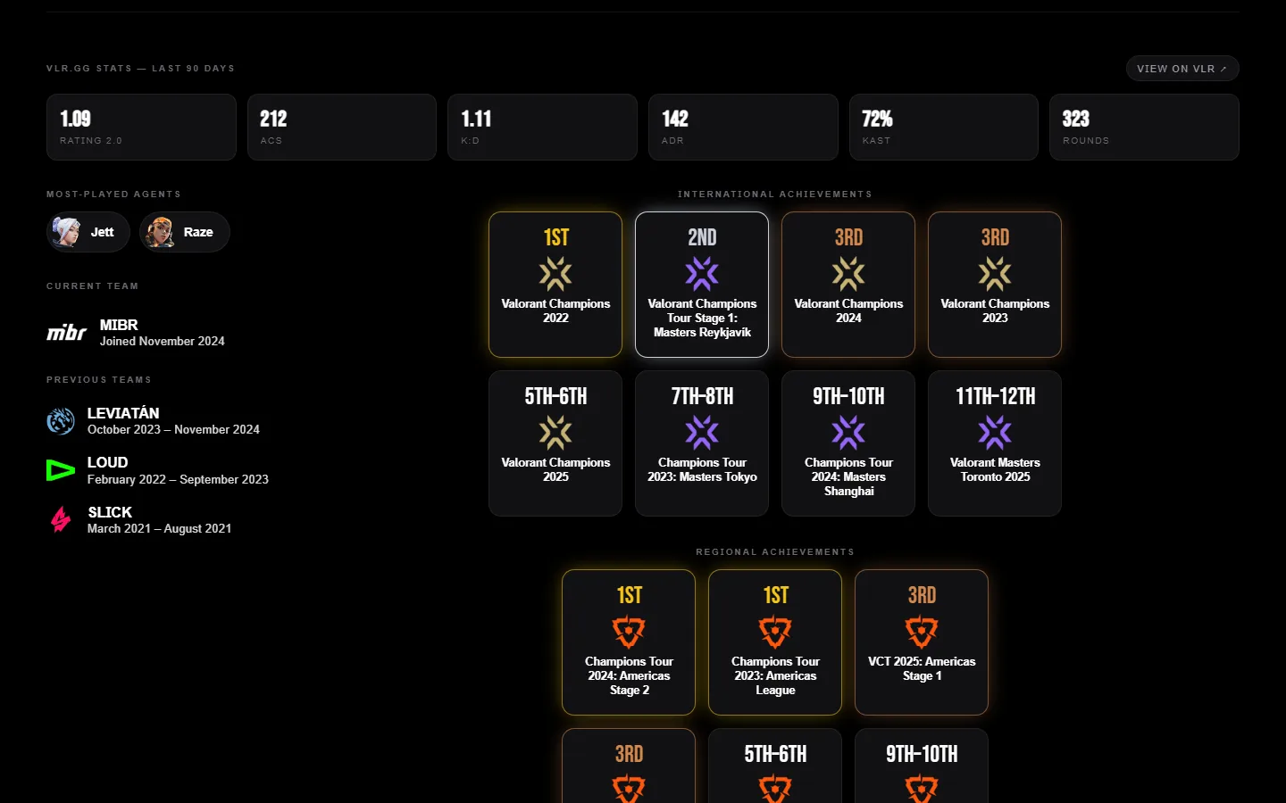 A player profile
